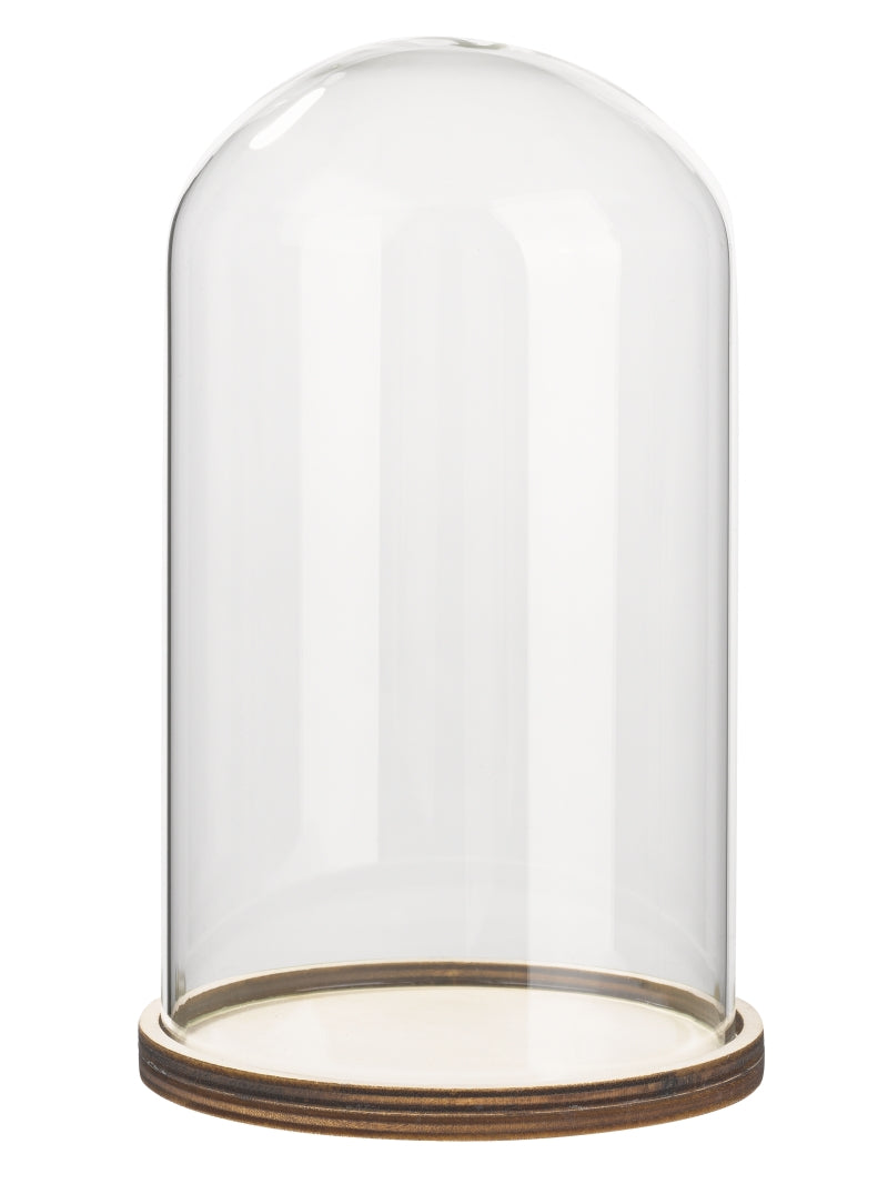 Glasklokke med træfod